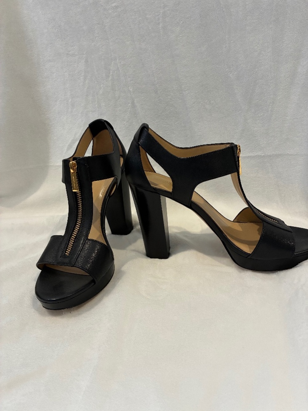 Michael Kors - “Berkley" Leather Zip Stacked heel platform sandals